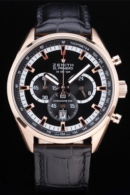 Zenith Top Replica 7594 Black Crocodile Leather Strap El Primero 32