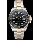 Swiss Rolex GMT Master Yellow Gold Bezel Black Dial 80295