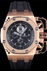 Audemars Top Replica 7724 Silver Rubber Strap Black Survivor Asia Rose Gold Luxury Watch