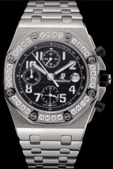 Swiss Audemars Piguet Royal Oak Offshore Black Dial Diamond Bezel Stainless Steel Case And Bracelet 622873