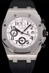 Swiss Audemars Piguet Royal Oak Offshore White Dial Stainless Steel Case Black Rubber Strap 622853