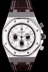 Audemars Top Replica 7650 Brown Leather Strap Brushed Steel 30th Anniversary Luxury Watch