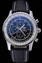 Breitling Navitimer World Black Dial Black Leather Bracelet 622513