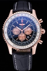 Breitling Navitimer 01 Black Dial Rose Gold Case Black Leather Bracelet 622503