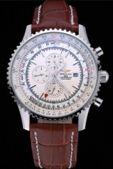 Breitling Navitimer World White Dial Brown Leather Bracelet 622514