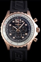 Breitling Top Replica 7903 Black Rubber Strap Navitimer Rosegold Bezel Rubber Strap Black Dial