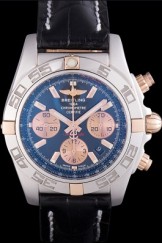 Swiss Breitling Chronomat Blue Dial with Black Leather Strap 621521