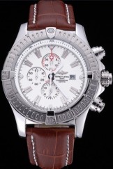Breitling Chronomat Evolution White Dial Brown Leather Bracelet 622517