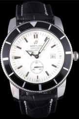 Breitling Top Replica 7855 Black Leather Strap Certifie SuperOcean White Dial Black Tachymeter
