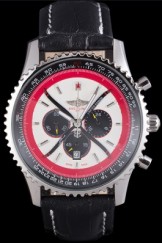 Breitling Certifie Black Leather Strap Beige Dial Chronograph 80177