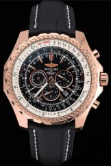 Breitling Bentley Motors Speed Gold Case Black Dial Black Leather Bracelet 622232
