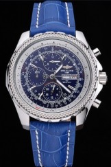 Breitling Bentley GT Racing Blue Dial Stainless Steel Case Blue Leather Bracelet 622231