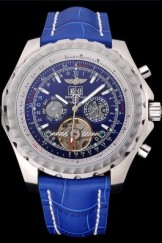 Breitling Bentley Mulliner Tourbillon Blue Dial Stainless Steel Case Blue Leather Strap 622726