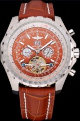Breitling Bentley Mulliner Tourbillon Brown Dial Stainless Steel Case Brown Leather Strap 622727