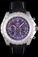 Breitling Top Replica 7821 Black Leather Strap Stainless Steel Black Luxury Watch