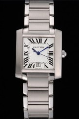 Swiss Cartier Tank Francaise Steel Case White Dial Roman Numerals Stainless Steel Bracelet 622649