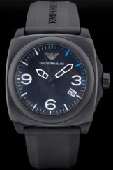 Emporio Armani Top Replica 9009 Classic Black Rubber Strap Black Ceramic Bezel