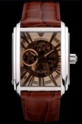 Emporio Armani Top Replica 9015 Meccanico Brown Leather Strap Open Dial