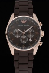 Emporio Armani Sportivo Chronograph Brown Dial Gold Case Brown Bracelet 622346