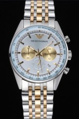 Emporio Armani Sportivo Chronograph Silver Dial Two Tone Stainless Steel Bracelet 622350