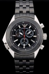 Emporio Armani Top Replica 9024 Sportivo Black Ion Plated Bezel Black Dial Chronograph