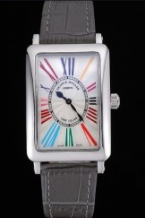 Franck Muller Long Island Classic Color Dreams White Dial Black Leather Strap 622365