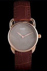 Hermes Classic Croco Leather Strap Silver Dial 801396
