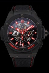 Swiss Hublot Big Bang Limited Edition Formula 1 Black And Red Skeletonised Dial Black Case Black Fabric Strap 62286