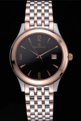 Jaeger LeCoultre Master Black Dial Rose Gold Bezel Two Tone Band 622092