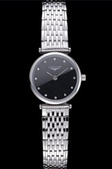 Longines La Grande Classique Stainless Steel Black Dial Diamond Markers Femme 622112