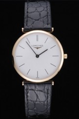Longines La Grande Classique White Dial Black Leather Strap Homme 622115