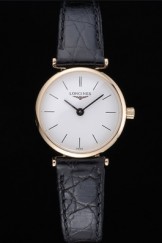 Longines La Grande Classique White Dial Black Leather Strap Femme 622116