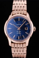 Omega Swiss DeVille Rose Gold Bezel Blue Dial 7604