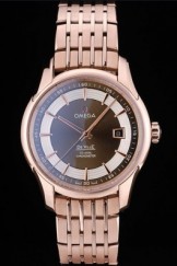 Omega Swiss DeVille Rose Gold Bezel Brown Dial 7606