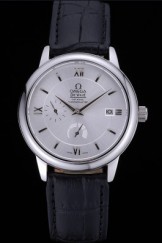 Omega DeVille Prestige Silver Dial Stainless Steel Case Black Leather Bracelet 622591