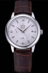 Omega DeVille Prestige Silver Dial Stainless Steel Case Brown Leather Bracelet 622595