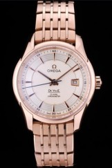Omega Swiss DeVille Rose Gold Bezel White Dial 7603