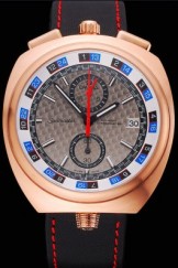 Omega Seamaster Bullhead Gray Polished Dial Gold Case Black Leather Strap 622828