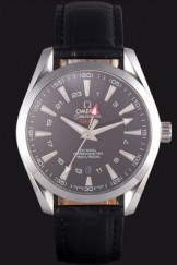 Omega Seamaster Black Dial with Black Leather Band 621574