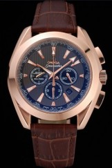 Omega Seamaster Aqua Terra Chronograph Teak-Black Dial Brown Leather Bracelet 622531