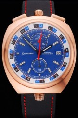 Omega Seamaster Bullhead Blue Dial Gold Case Black Leather Strap 622827