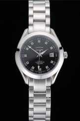 Omega Seamaster Aqua Terra Black Dial Diamond Numerals Stainless Steel Bracelet 622445