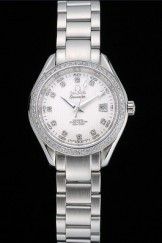 Omega Seamaster Aqua Terra White Dial Diamond Case Stainless Steel Bracelet 622448