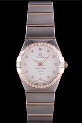 Omega Constellation Rose Gold Diamond Bezel Two Tone Band 621487