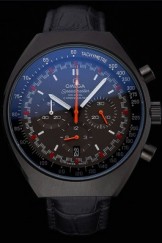 Omega Speedmaster Mark II Black And Red Dial Black Case Black Leather Strap 622814