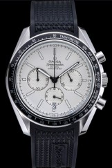 Omega Speedmaster Black Rubber Strap White Dial 622040