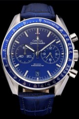 Omega Speedmaster Blue Dial Stainless Steel Case Blue Leather Strap 622808