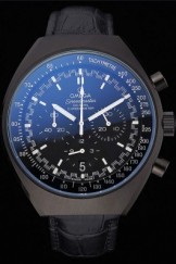 Omega Speedmaster Mark II Black Dial Black Case Black Leather Strap 622813