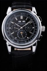 Black Top Replica 8641 Black Leather Strap Philippe Grand Complications Luxury Watch 51