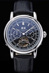 Patek Philippe Geneve Grand Complications Black Dial Tourbillon Stainless Steel Black Band 622155